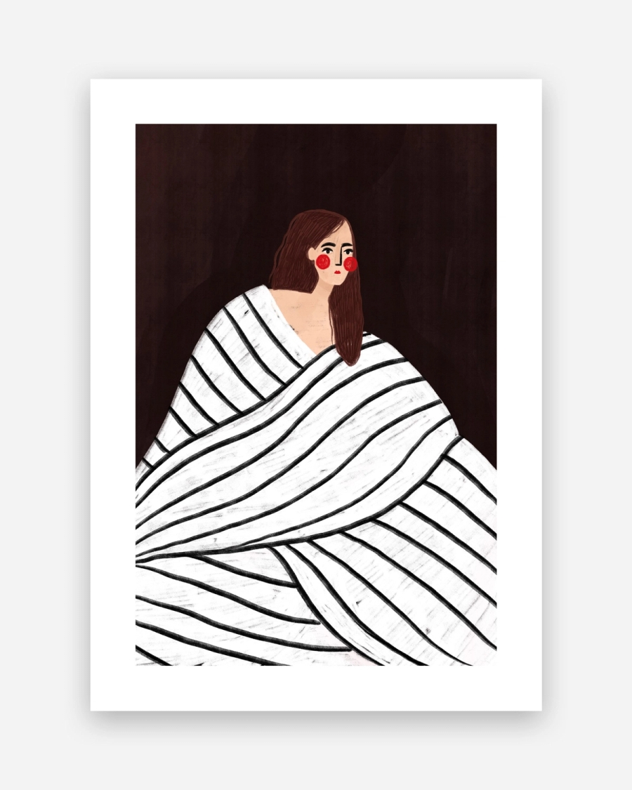 Wrapped in Stripes poster with a white border, unframed on a light gray background