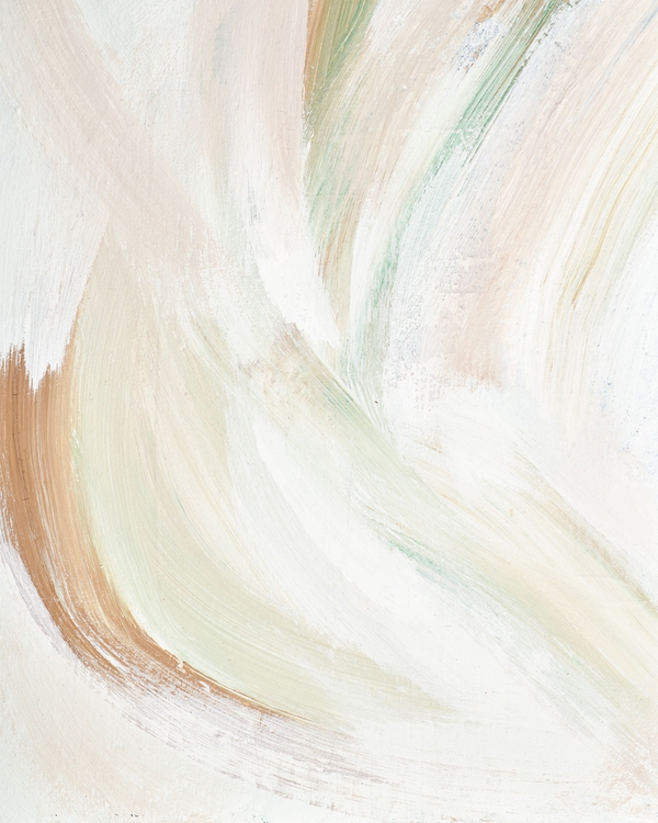 Light green and beige brushstrokes on white