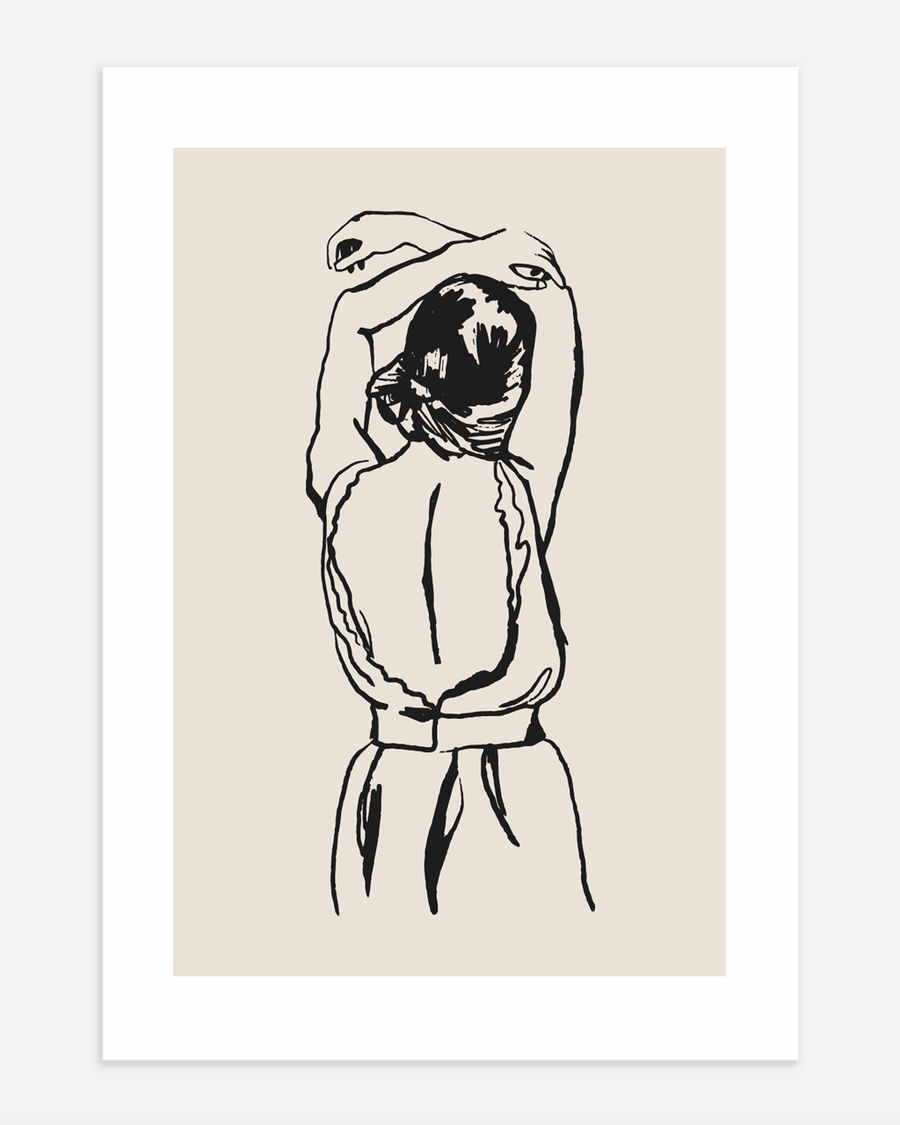 A poster of a Minimal line art figure in relaxed pose