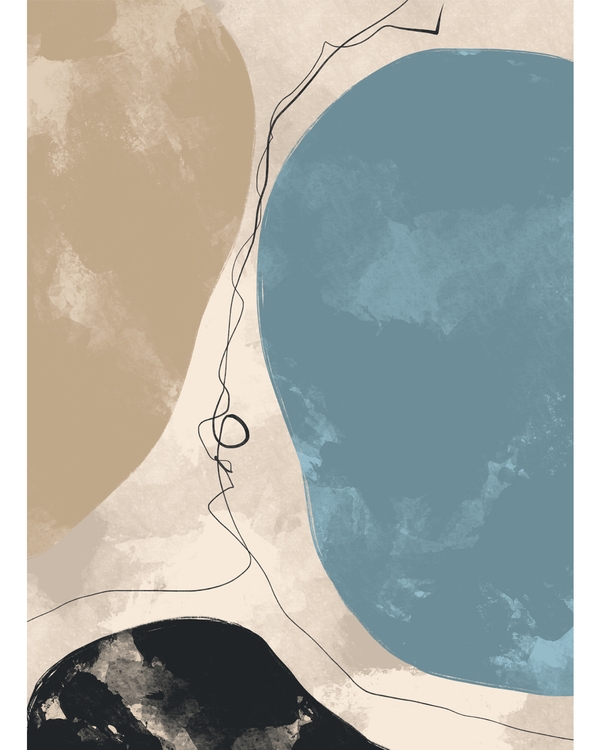 Abstract shapes in beige blue and black