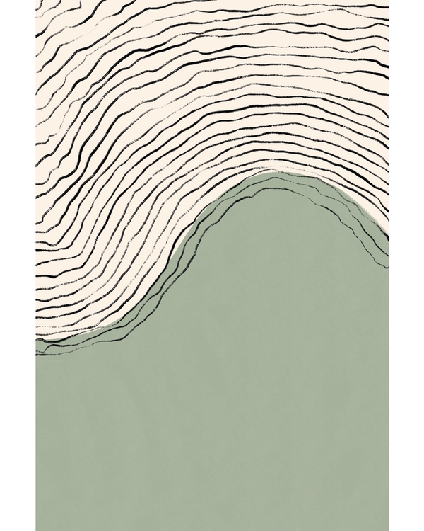 Abstract flowing lines over soft green and neutral background