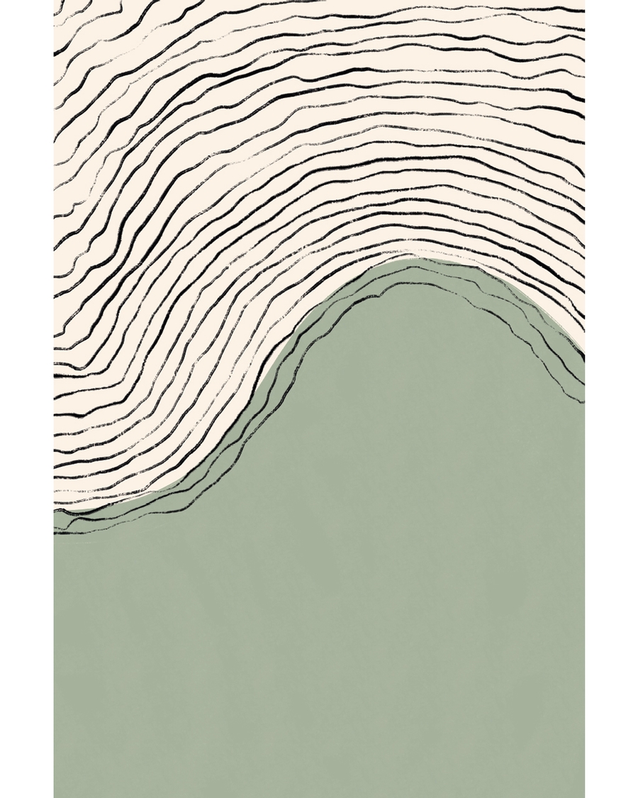Abstract flowing lines over soft green and neutral background