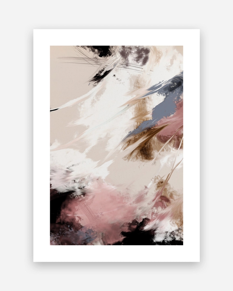 Blush Drift poster with a white border, unframed on a light gray background