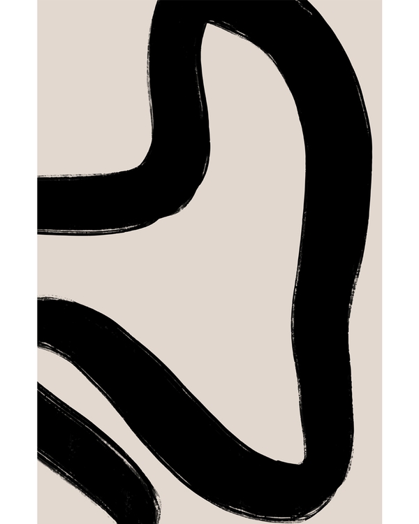 Abstract poster with bold black brushstrokes on beige