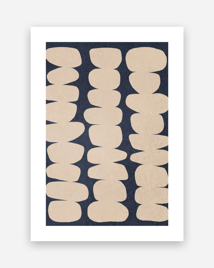 Stacked Sand Forms poster with a white border, unframed on a light gray background