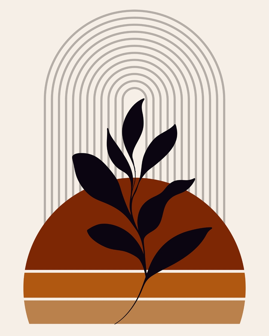 Abstract poster with earthy tones and organic shapes.