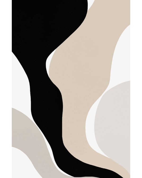 Abstract flowing shapes in black and beige tones