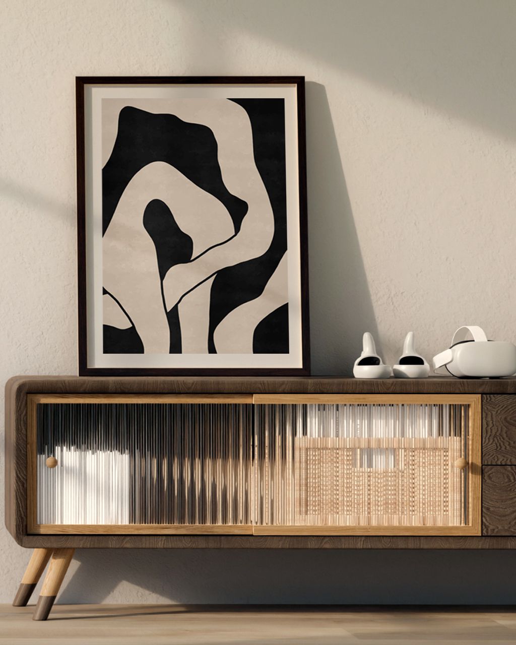 Abstract black lines on grey background