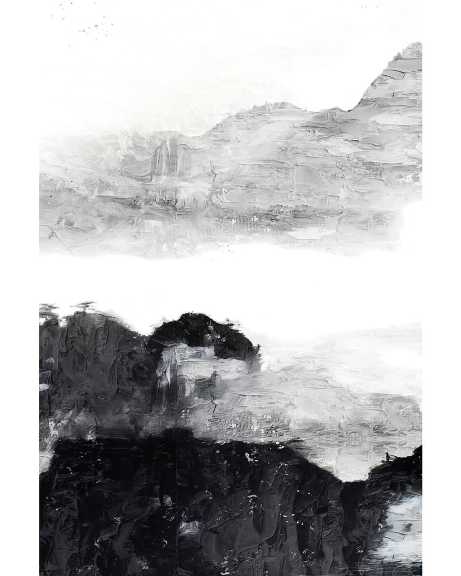 Abstract mountain layers with dark and light contrast