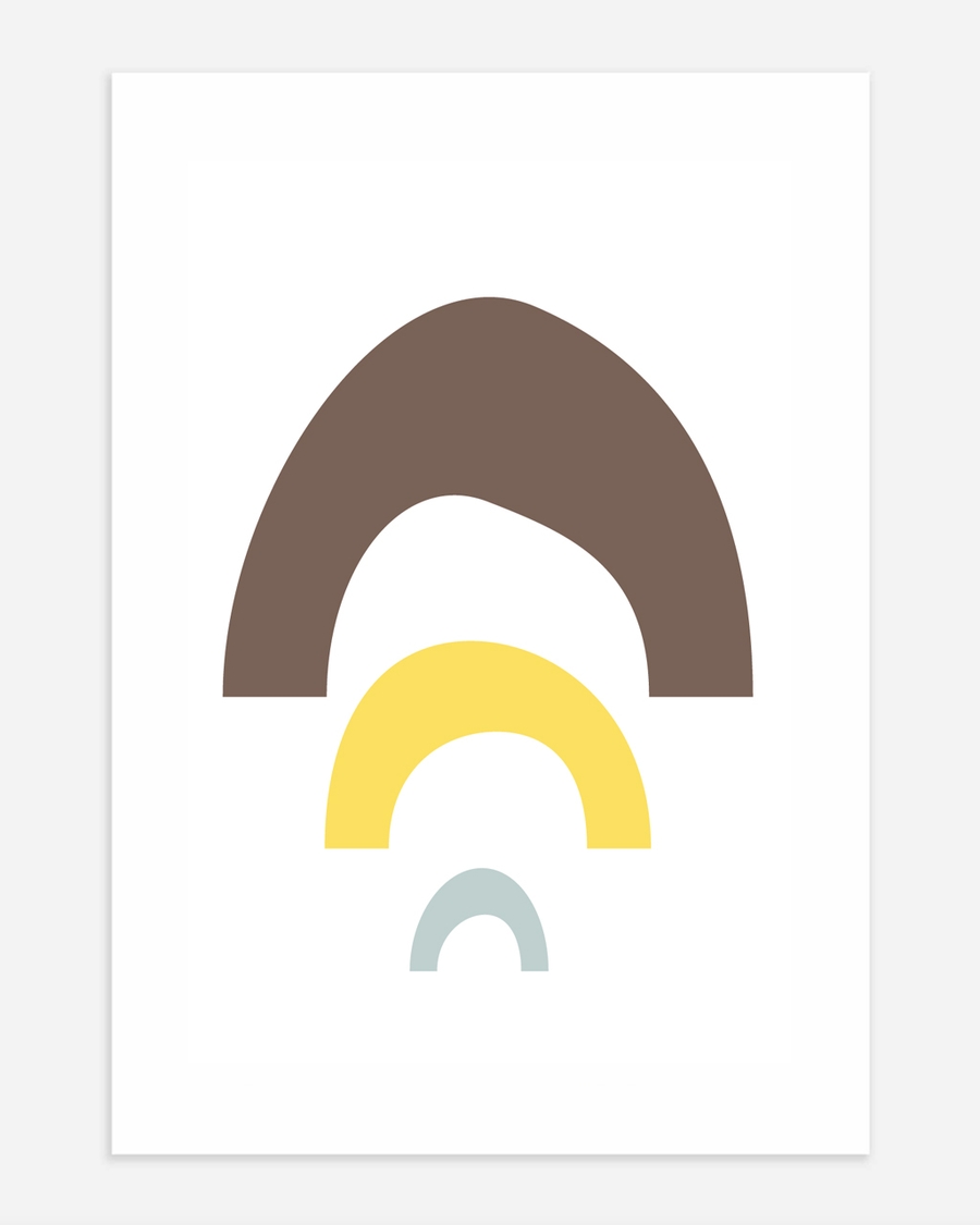 A poster of a Abstract rainbow shapes in soft earthy colors