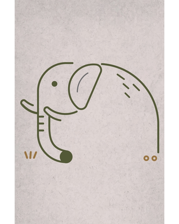 Minimal elephant illustration in soft nordic style