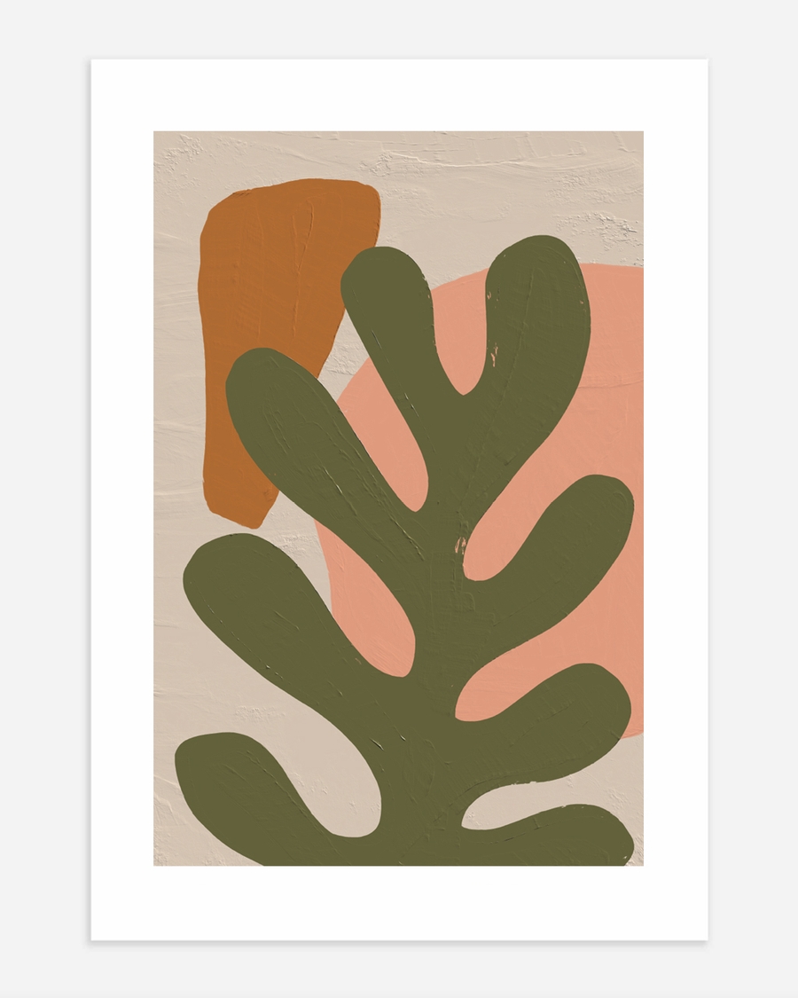 A poster of a Abstract botanical shapes in earthy muted tones