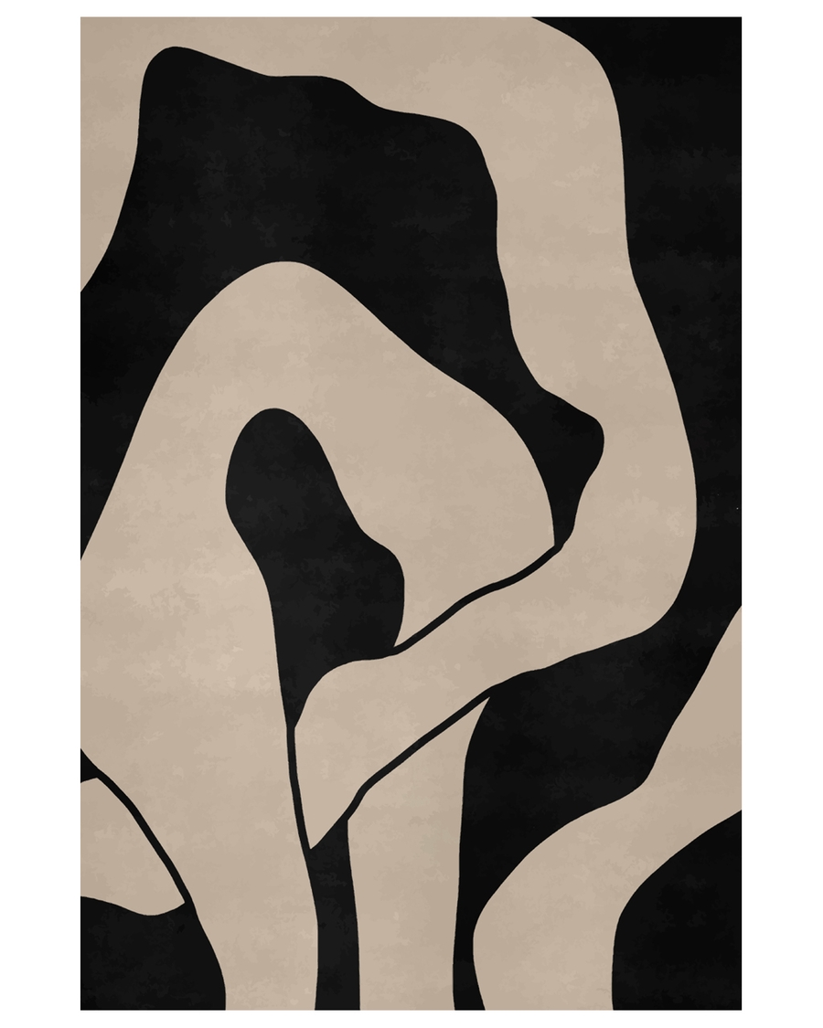 Abstract beige shapes flowing over black background