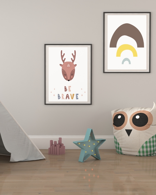 A poster of a Abstract rainbow shapes in soft earthy colors