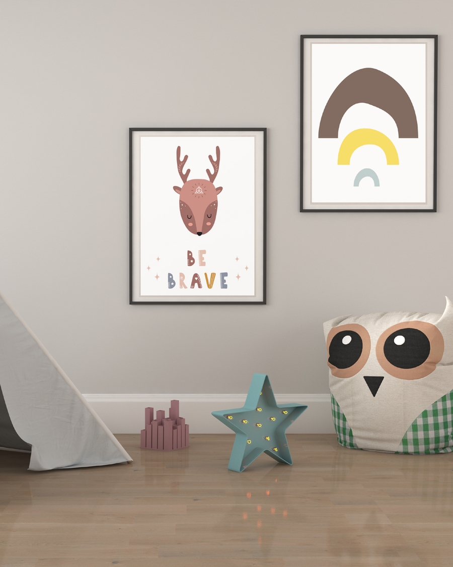 A poster of a Abstract rainbow shapes in soft earthy colors