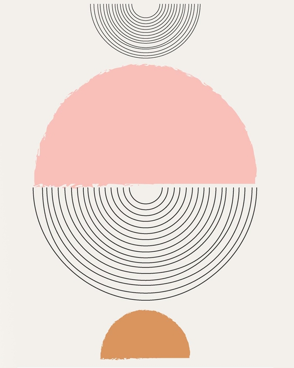 Abstract poster with layered semicircles and blush tones