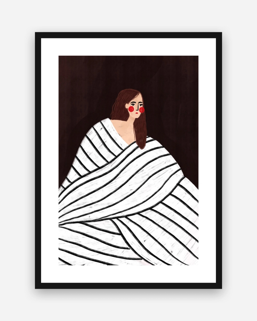 Wrapped in Stripes poster with a white border in a black frame