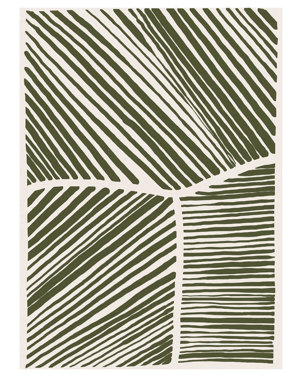 Abstract poster with green diagonal hand-drawn lines