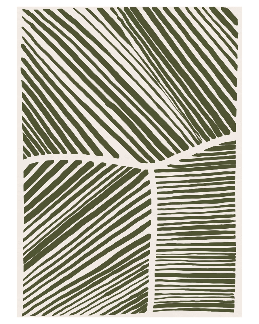 Abstract poster with green diagonal hand-drawn lines