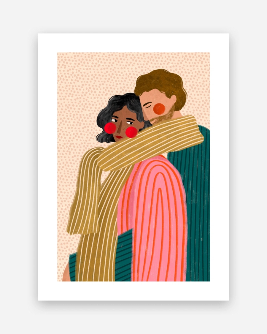 Shared Scarf poster with a white border, unframed on a light gray background