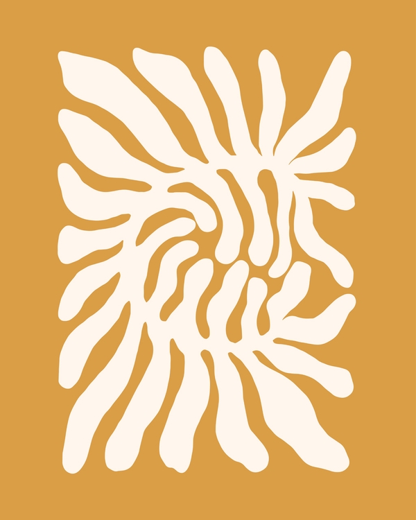 Abstract cream shapes on ochre background