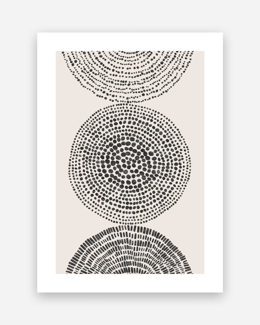 Stippled Circles poster with a white border, unframed on a light gray background