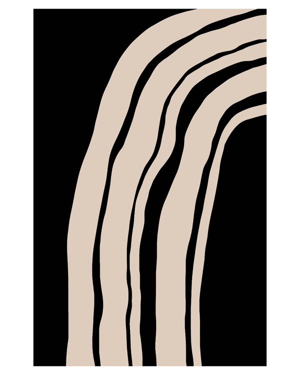 Beige flowing lines on a solid black background