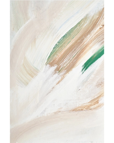 Abstract beige and green brushstrokes on white