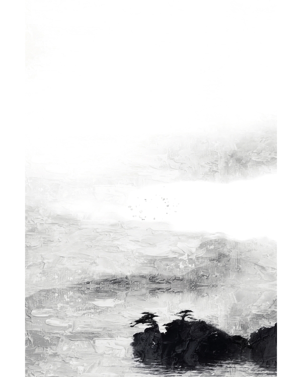 Abstract light mountain landscape in soft gray tones