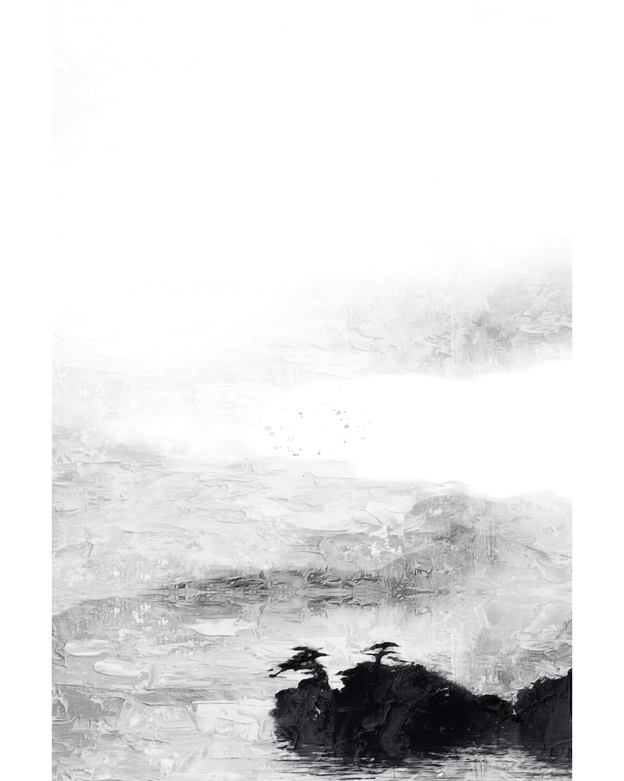 Abstract light mountain landscape in soft gray tones