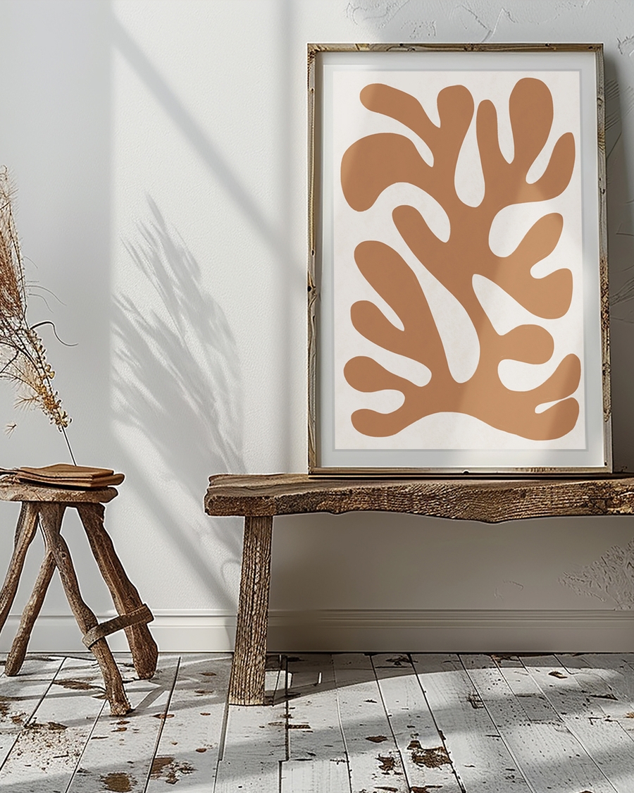 A poster of a Abstract terracotta shapes on light beige background