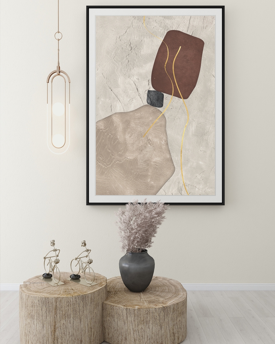 A poster of a Abstract shapes in beige brown and soft textured tones