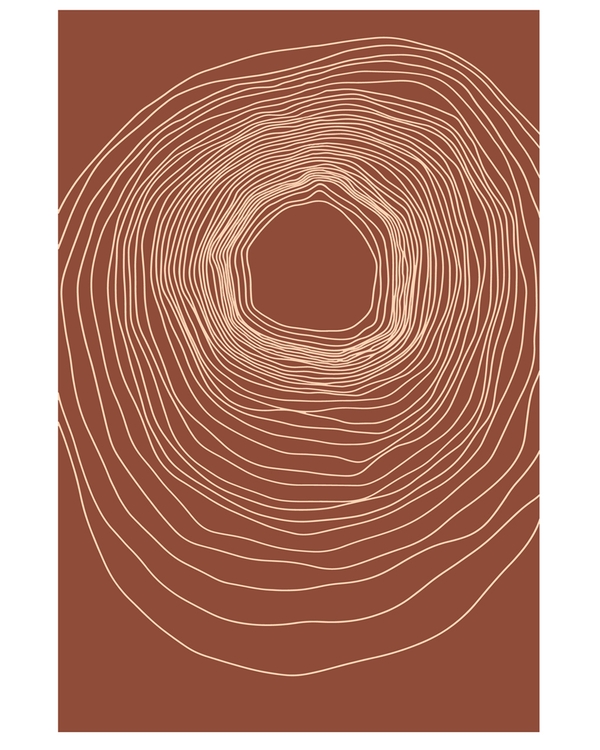 Terracotta posters with abstract organic line designs