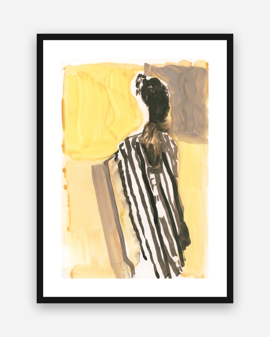 Sunlit Stripes poster with a white border in a black frame