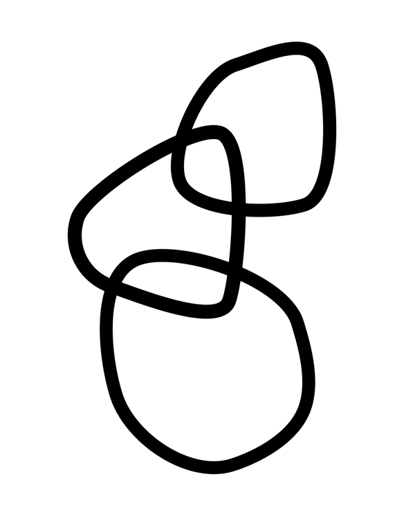 Three black uneven rings on a white background