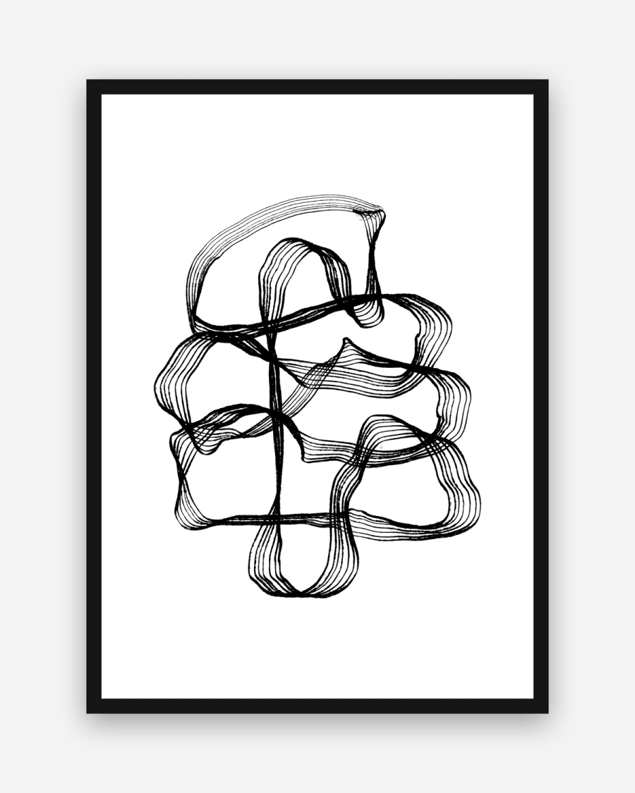 Looping Ribbons poster with a white border in a black frame