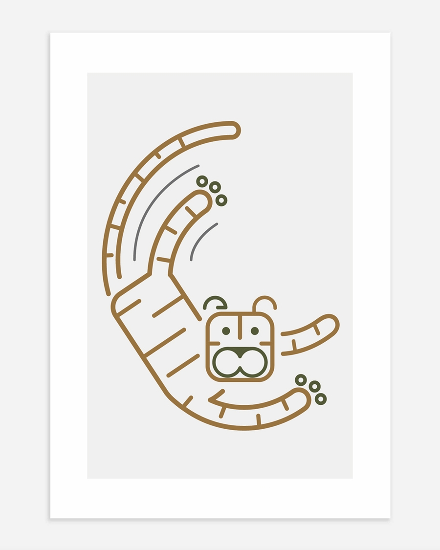 A poster of a Minimal cat illustration in soft earthy colors