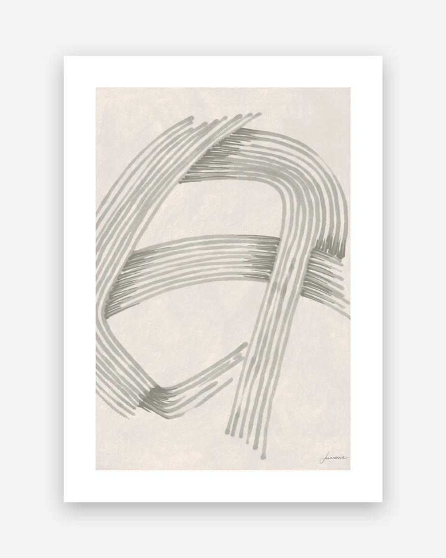 Combed Curves poster with a white border, unframed on a light gray background