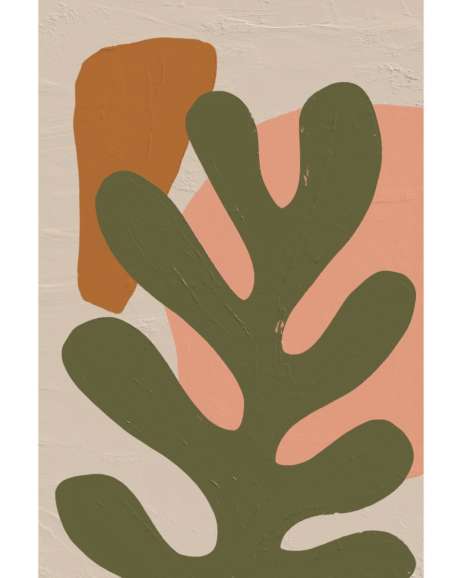 Abstract botanical shapes in earthy muted tones