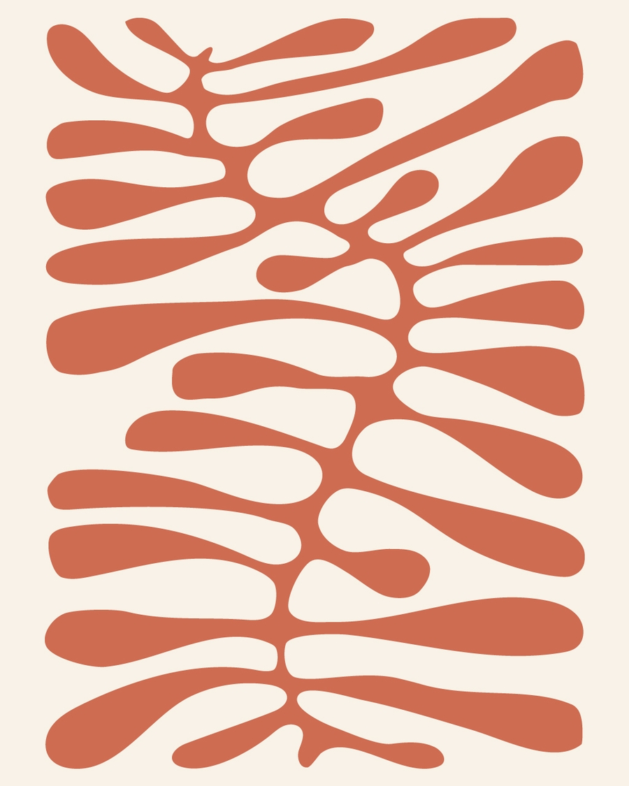 Terracotta organic shapes on beige background