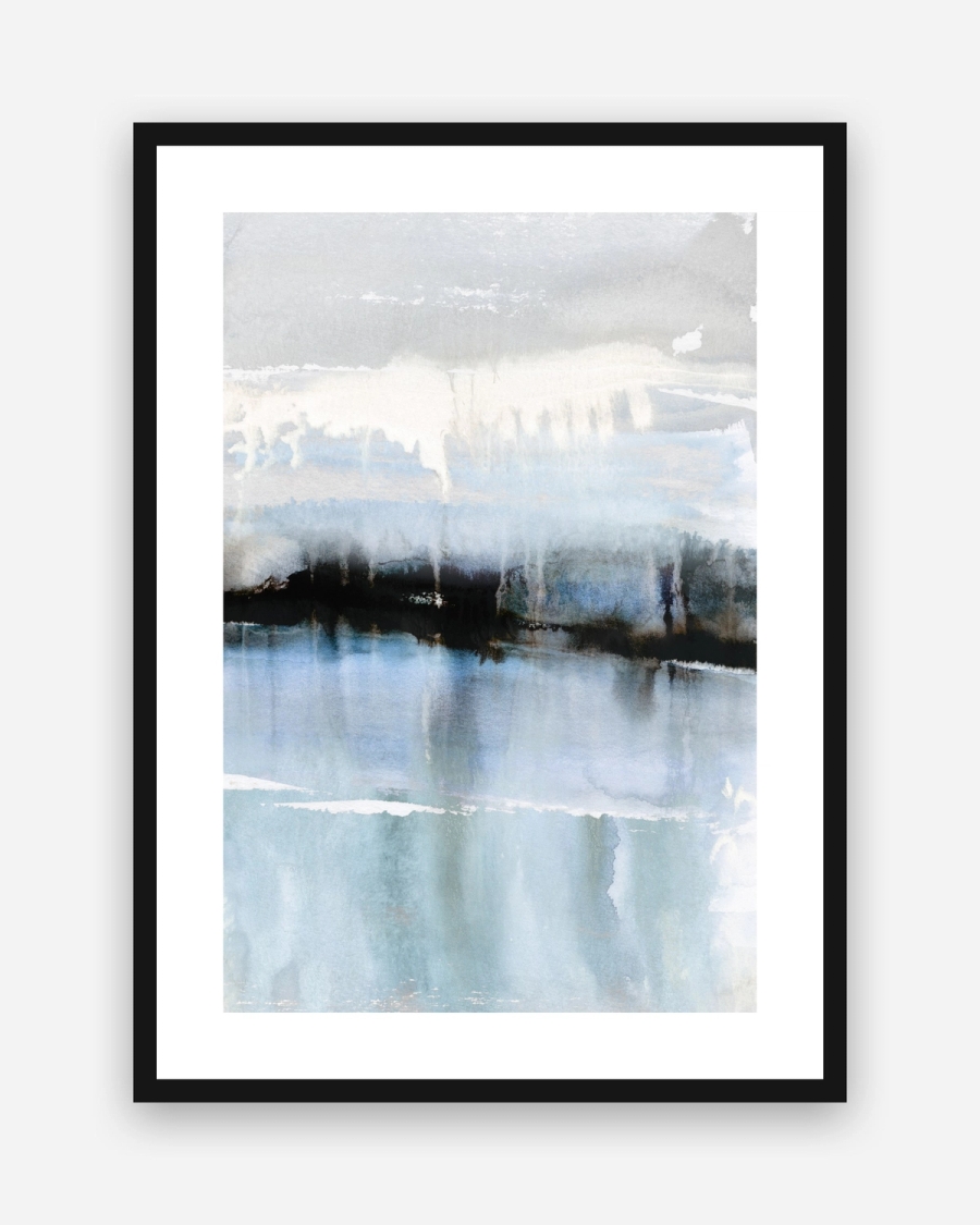 Meltwater Horizon poster with a white border in a black frame