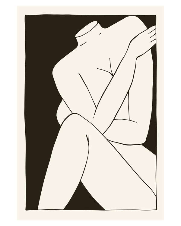 Minimalist abstract nude line art in beige tones