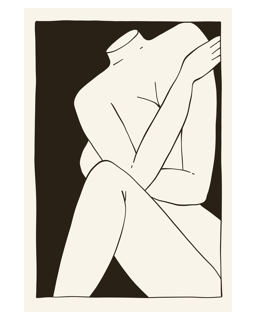 Minimalist abstract nude line art in beige tones