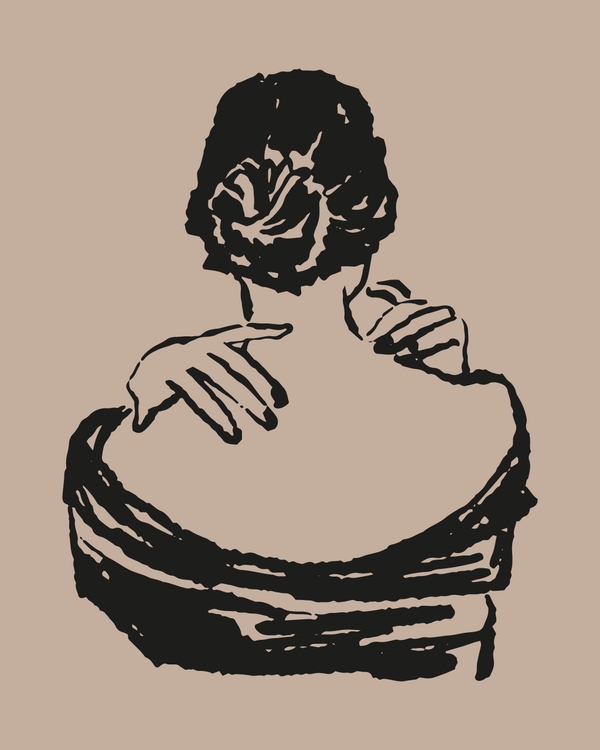 Minimalist line art of a woman’s back