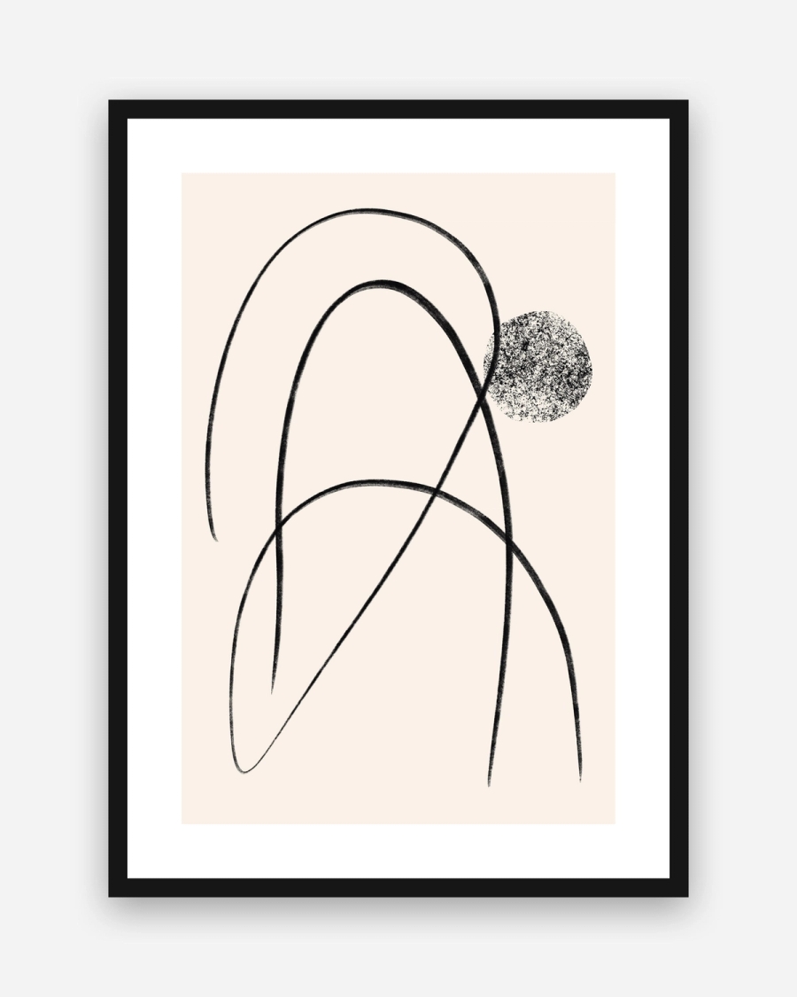 Charcoal Arc Study poster with a white border in a black frame