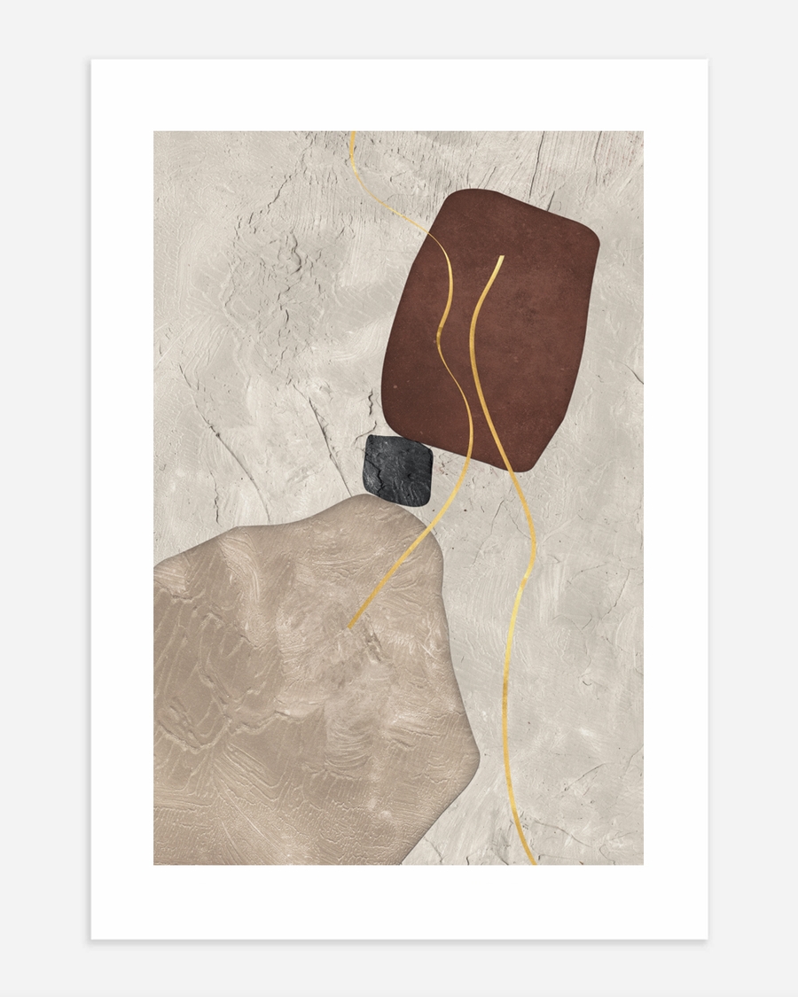 A poster of a Abstract shapes in beige brown and soft textured tones