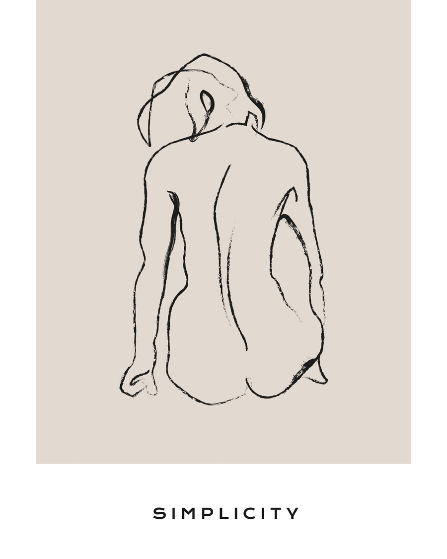 Minimal line drawing of seated human figure