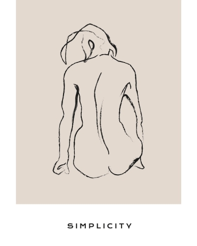 Minimal line drawing of seated human figure