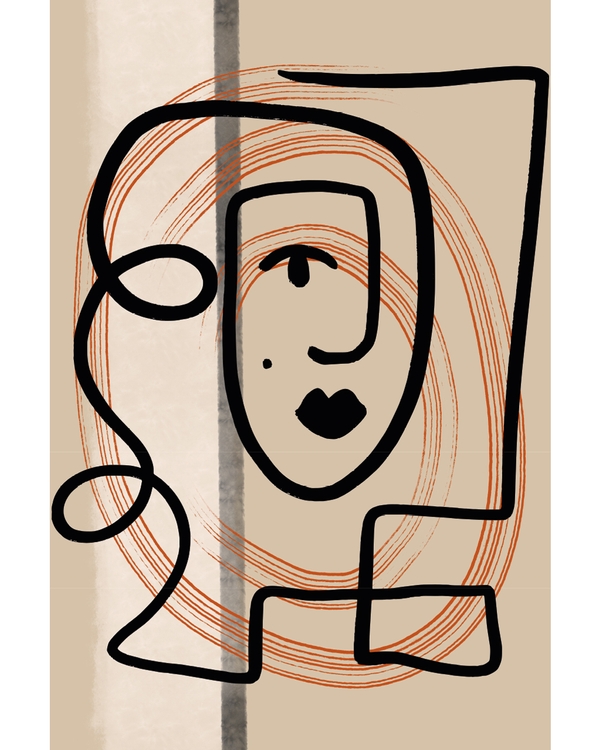Abstract line face with graphic shapes and tones