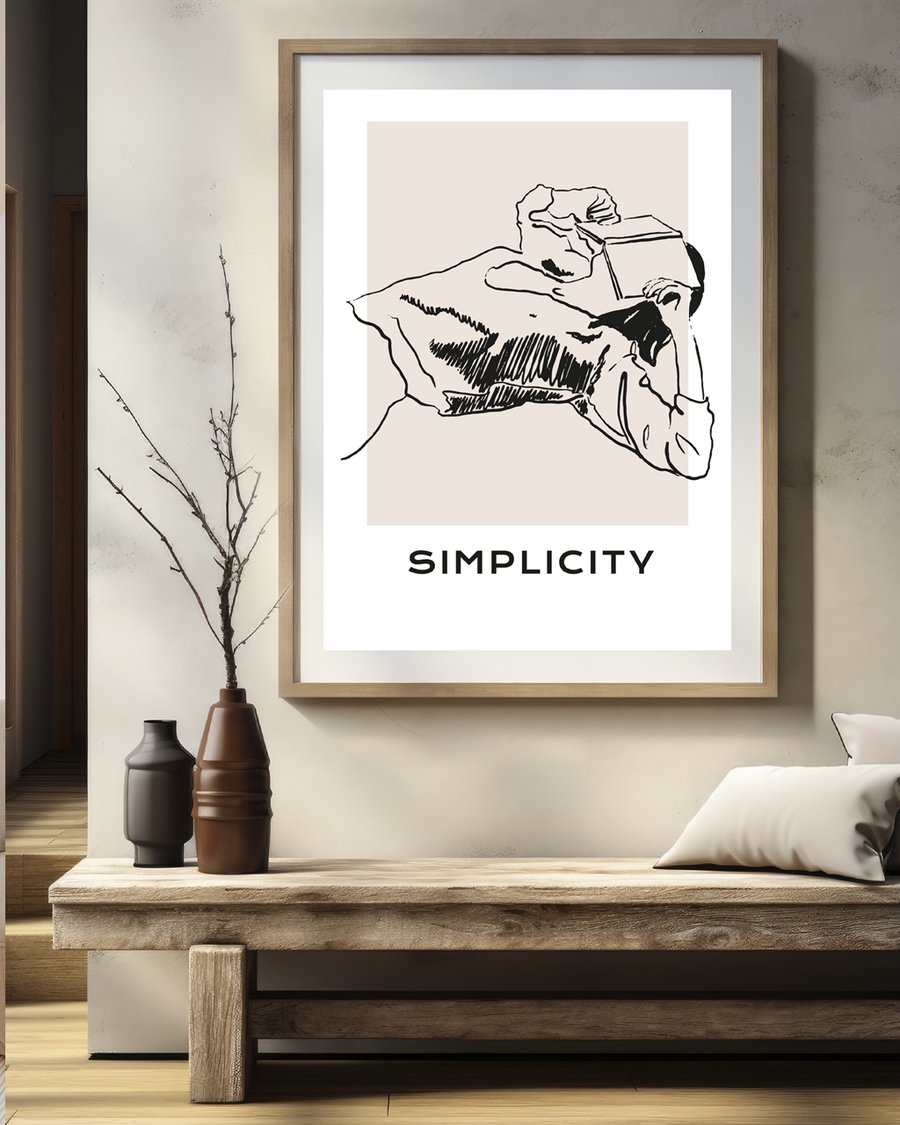 A poster of a minimalist line-art poster with Nordic-inspired design.